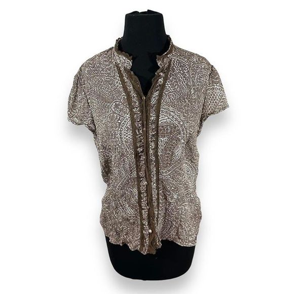 Vintage Faded‎ Glory Short Sleeve Lace Blouse Womens Small - Picture 1 of 8